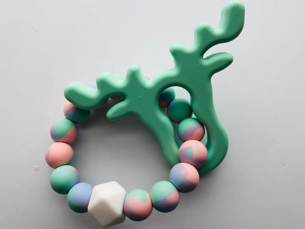 Silicone Moose & Bead Ring Teether