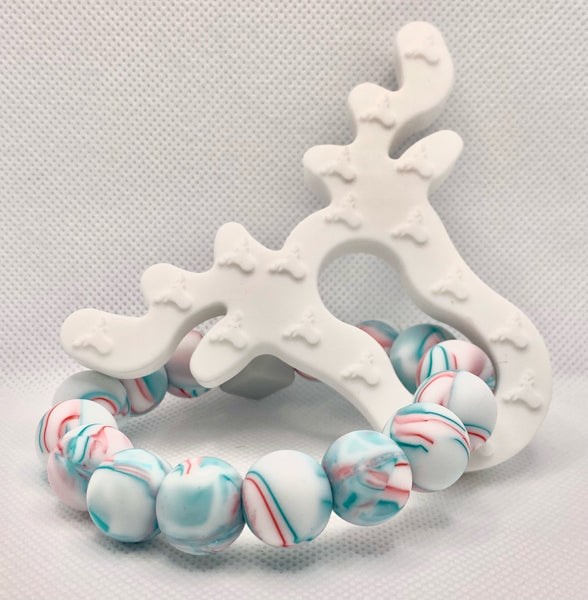 Silicone Moose & Bead Ring Teether